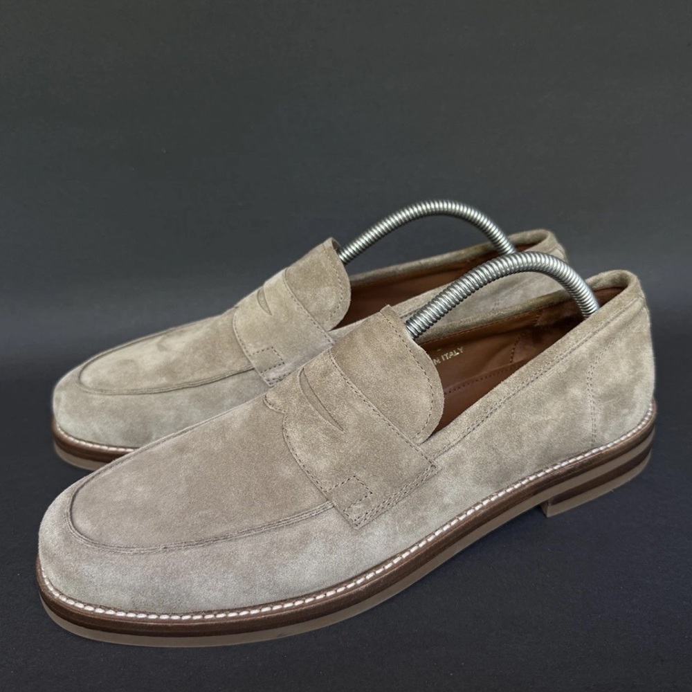Allen Edmonds Newton Suede Penny Loafers Sz 8.5D Beige Italy